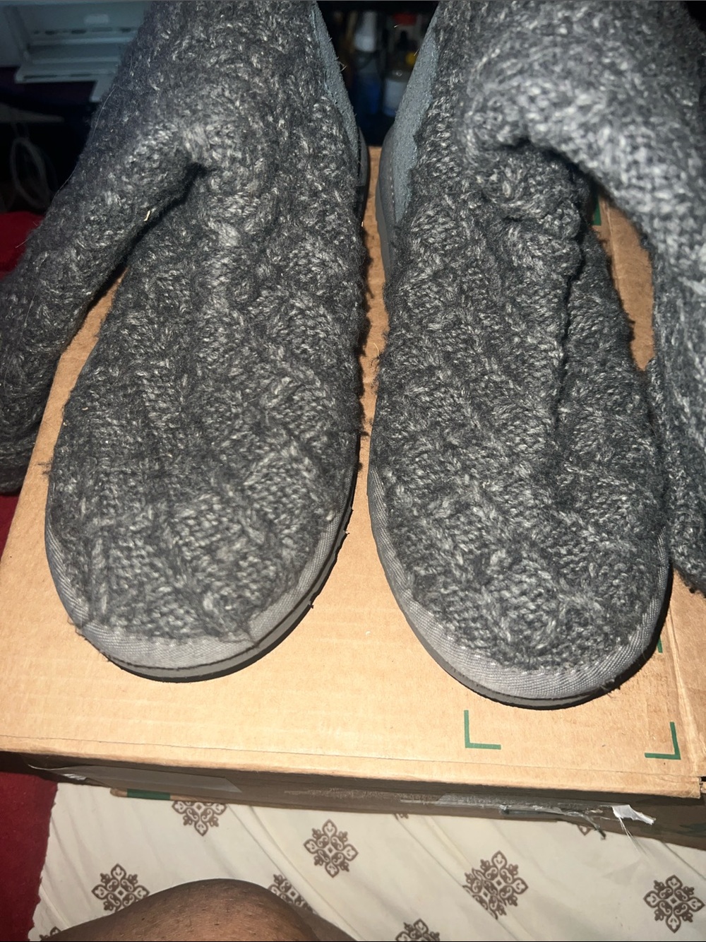 UGG Charcoal Knit Shearling Lined Slippers